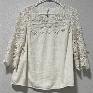 Sezane Cream Lace Blouse